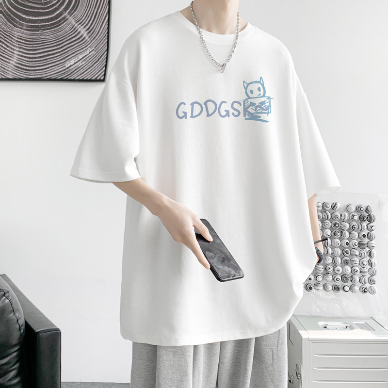 已注册/夏季极简风印花宽松短袖T恤潮男体恤打底衫DT2247/P25,男装T恤,电商B316