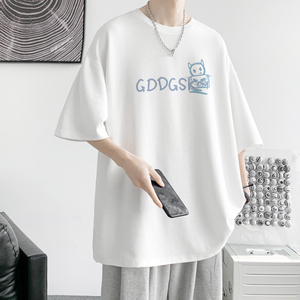 已注册/夏季极简风印花宽松短袖T恤潮男体恤打底衫DT2247/P25图片