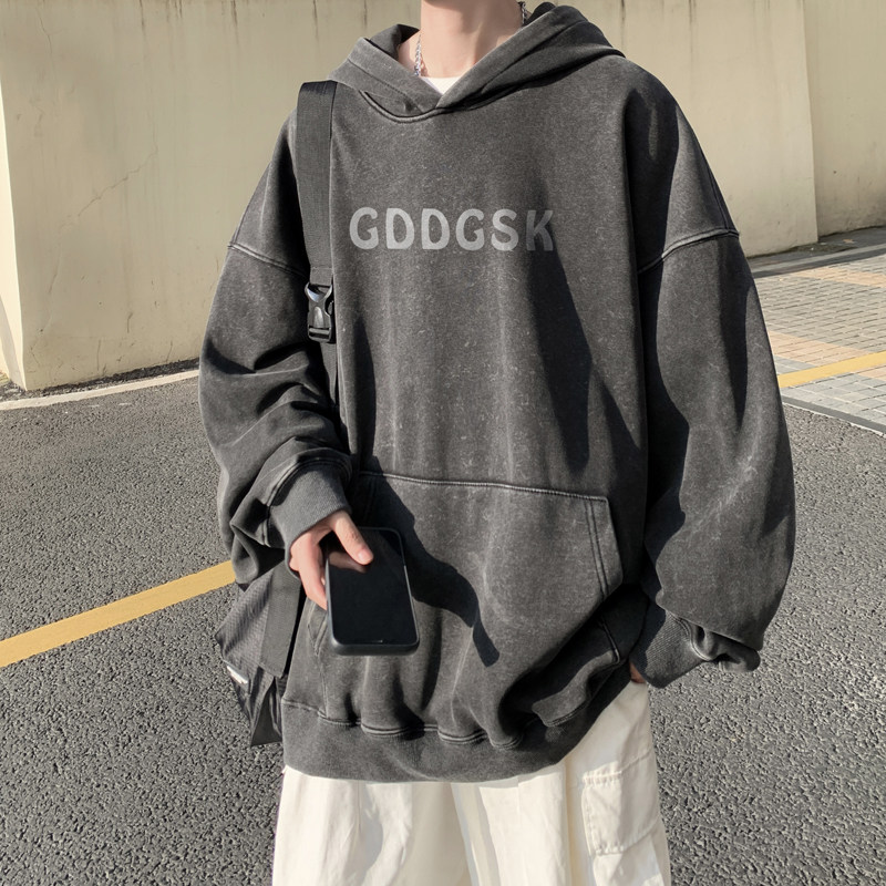 水洗秋季新黑色大码情侣卫衣男运动宽松外套打底衫WY7825/P65,男装卫衣,电商B316