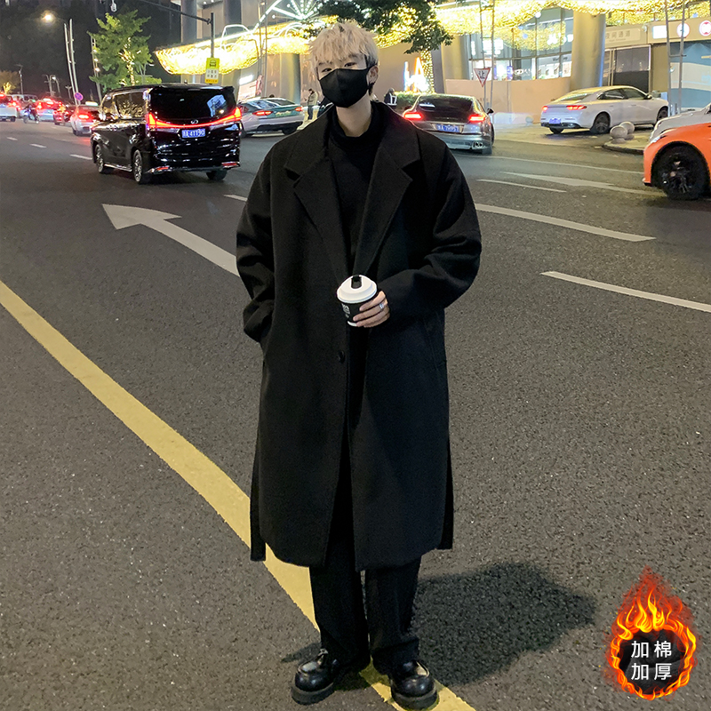 秋冬季宽松中长款韩版毛呢大衣男潮大码英伦风衣外套MN9510/P100，男装风衣，电商B316