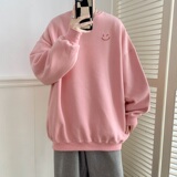 已注册/秋季卡其色圆领笑脸印花卫衣男情侣打底衫外套WY55733/P35，男装卫衣，电商B316