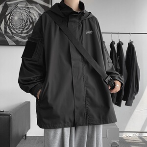 秋冬连帽冲锋衣男夹克工装外套大码防水JK8363/P100加棉P120图片