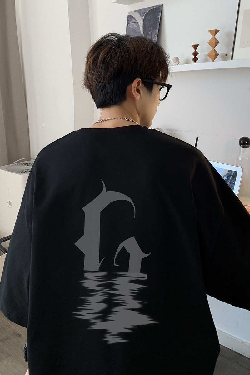 已注册/夏季黑色字母印花短袖T恤男大码体恤打底衫DT4213/P25,男装T恤,电商B316