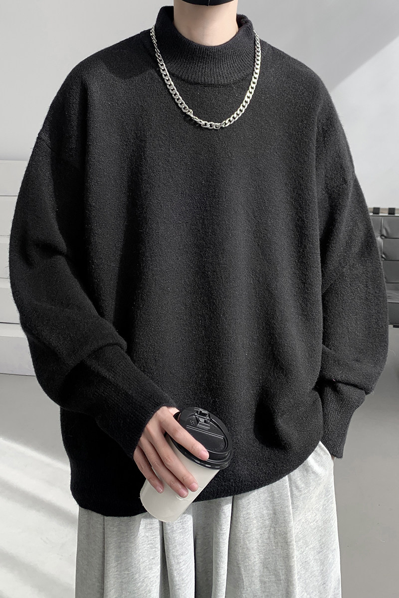 已注册/冬季港风宽松针织衫男潮中领毛衣青年休闲外套MY9501/P45,男装针织衫/毛衣,电商B316