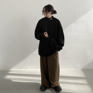 已注册/秋冬德绒内搭潮流宽松中领打底衫男生大码卫衣WY9605/P30图片