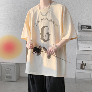 已注册/夏季新白色印花短袖T恤情侣宽松体恤打底衫DT3218/P25图片