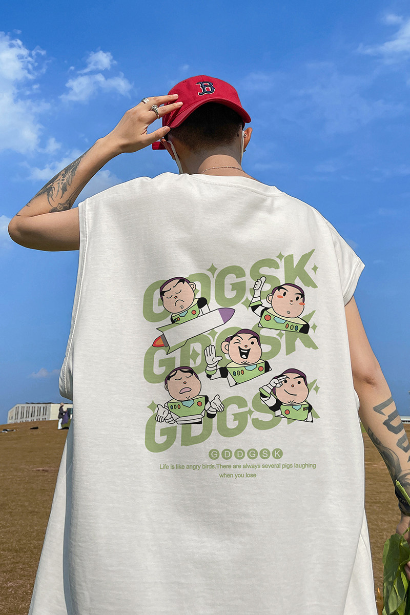 已注册/夏季通勤圆领印花背心男生宽松坎肩打底衫BX1432/P25,男装背心/马甲,电商B316