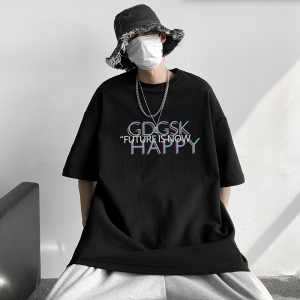 已注册/夏季印花短袖T恤男港风半袖大码体恤打底衫DX6866/P25图片