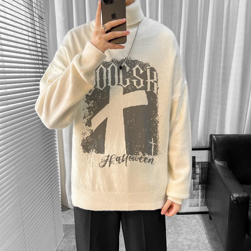已注册/冬季加厚高领毛衣男生潮牌情侣针织衫大码外套MY1153/P45,男装针织衫/毛衣,电商B316