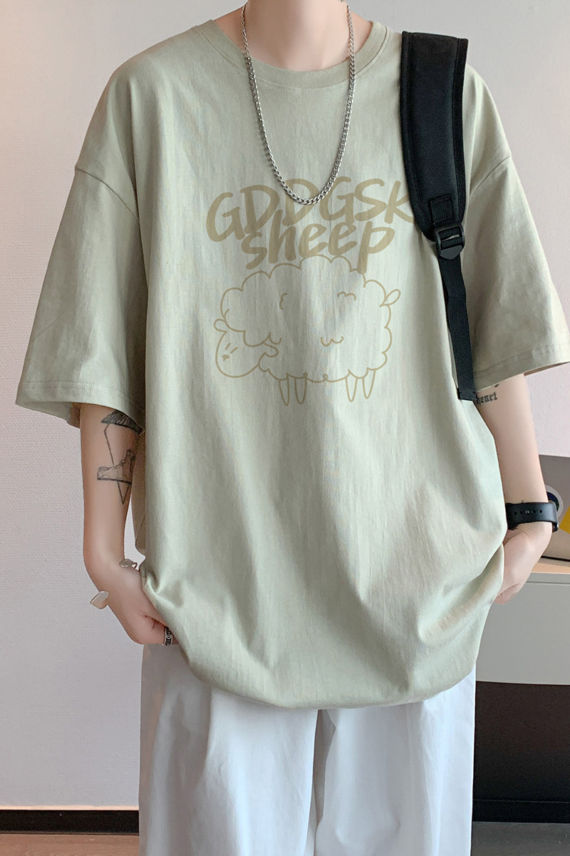 已注册/夏季淡绿色圆领短袖T恤男生大码体恤打底衫DT5471/P25,男装T恤,电商B316