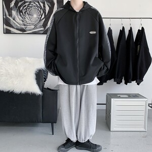 现货2万/2025春季新连帽夹克男港风棒球服大码外套JK8068/P65图片
