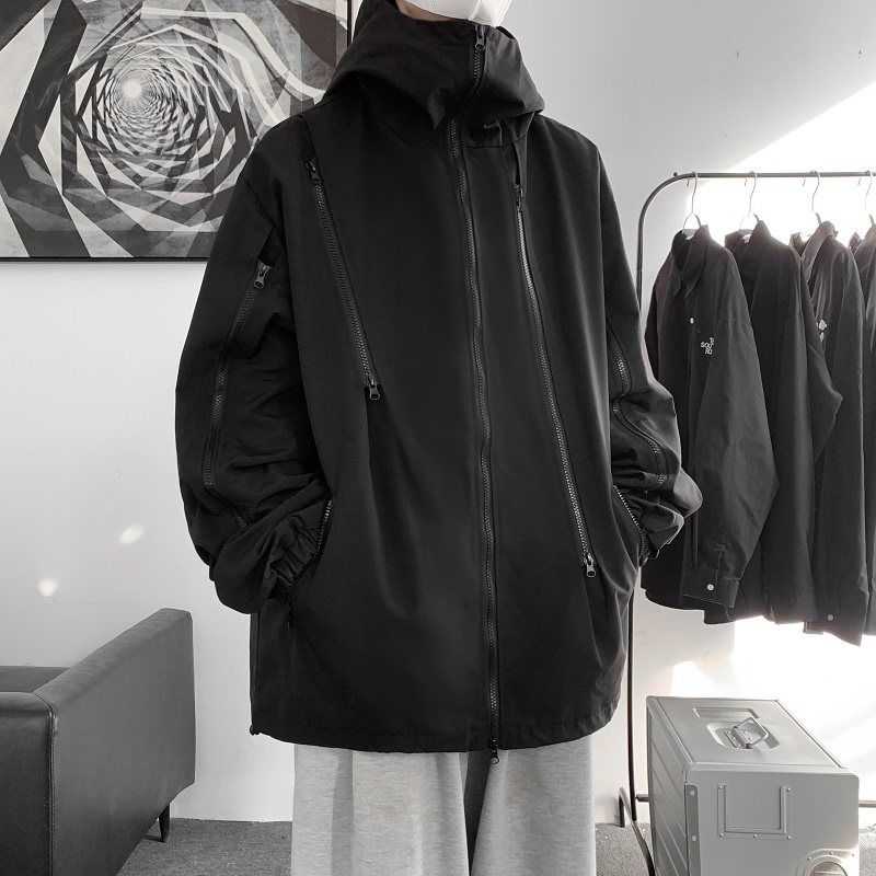 抖音秋冬季连帽夹克男生宽松外套冲锋衣防水 JK8333/P100加棉P120图片