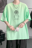 已注册/重磅新夏季荧光绿色小人印花短袖T恤男体恤DT0253/P25，男装T恤，电商B316
