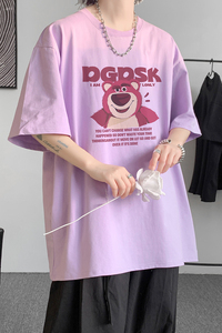 已注册/夏季紫色动物印花短袖T恤男大码体恤打底衫DT1454/P25图片