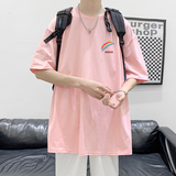 已注册/夏季彩虹印花短袖T恤男港风半袖体恤打底衫DT6633/P25，男装T恤，电商B316