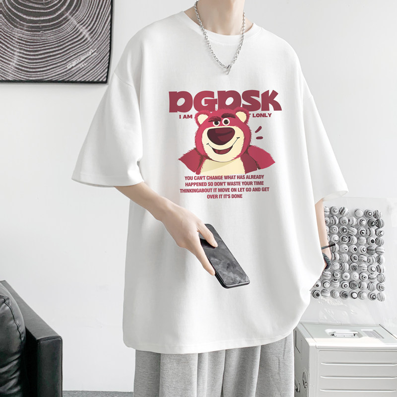 已注册/夏季粉红色草莓熊短袖T恤男大码体恤打底衫DT1454/P25,男装T恤,电商B316