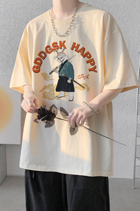 已注册/重磅新夏季卡其色武士印花短袖T恤男生体恤DT2321/P25图片