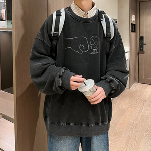 水洗秋季新潮流学院风圆领卫衣男生宽松外套打底衫WY5516/P60图片