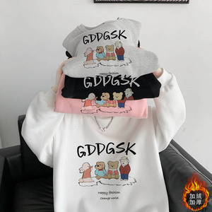 已注册/秋冬季加绒圆领印花卫衣男港风打底衫情侣外套WY0380/P35图片