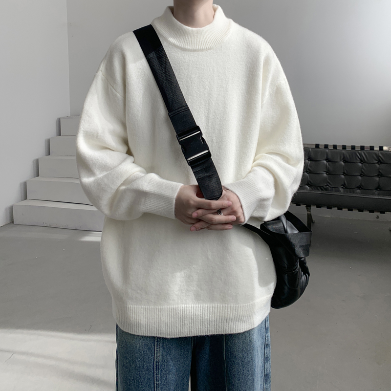 已注册/冬季日系宽松针织衫男潮中领毛衣青年休闲外套MY9501/P45，男装针织衫/毛衣，电商B316