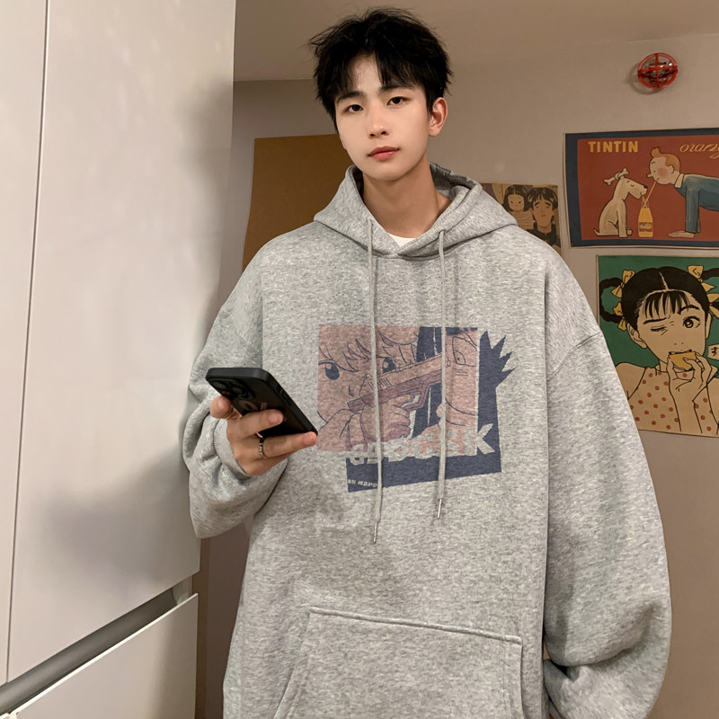 已注册/华棉秋季复古潮流连帽卫衣男生大码打底衫WY9228/P50,男装卫衣,电商B316