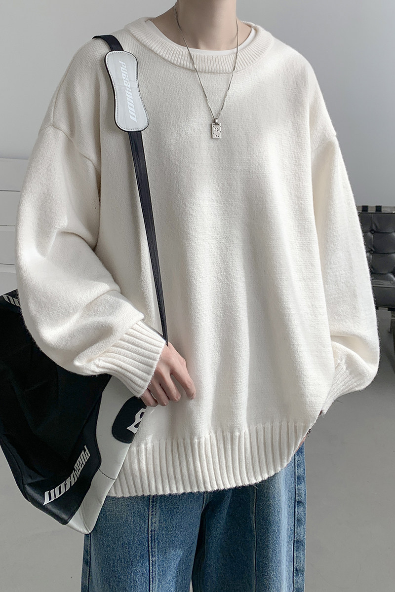 已注册/冬季新款简约宽松针织衫男潮圆领毛衣百搭外套MY9502/P45,男装针织衫/毛衣,电商B316
