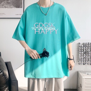 已注册/夏季印花短袖T恤男港风半袖大码体恤打底衫DX6866/P25图片