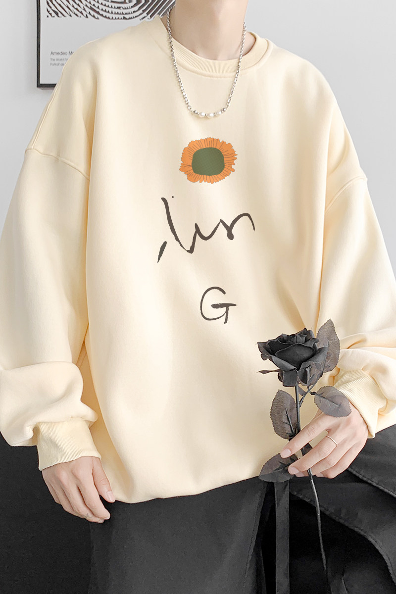 已注册/华棉秋季文艺印花卫衣男生圆领打底衫大码外套WY9212/P35,男装卫衣,电商B316