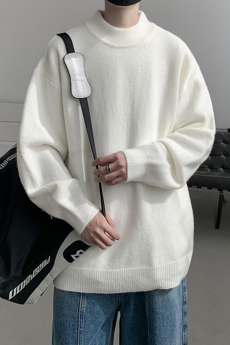 已注册/冬季ins韩版中领毛衣翻领针织衫大码宽松外套潮MY9501/P45,男装针织衫/毛衣,电商B316