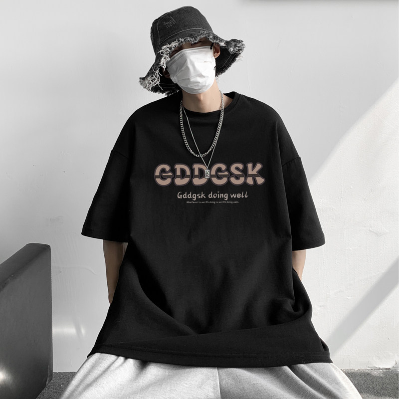 已注册/夏季新黑色印花短袖T恤男生港风打底衫体恤DT2536/P25图片