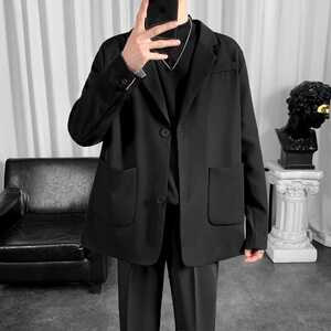 秋季新款港风ins西装大码垂感外套男韩版帅气休闲西服 XZ4388/P85图片