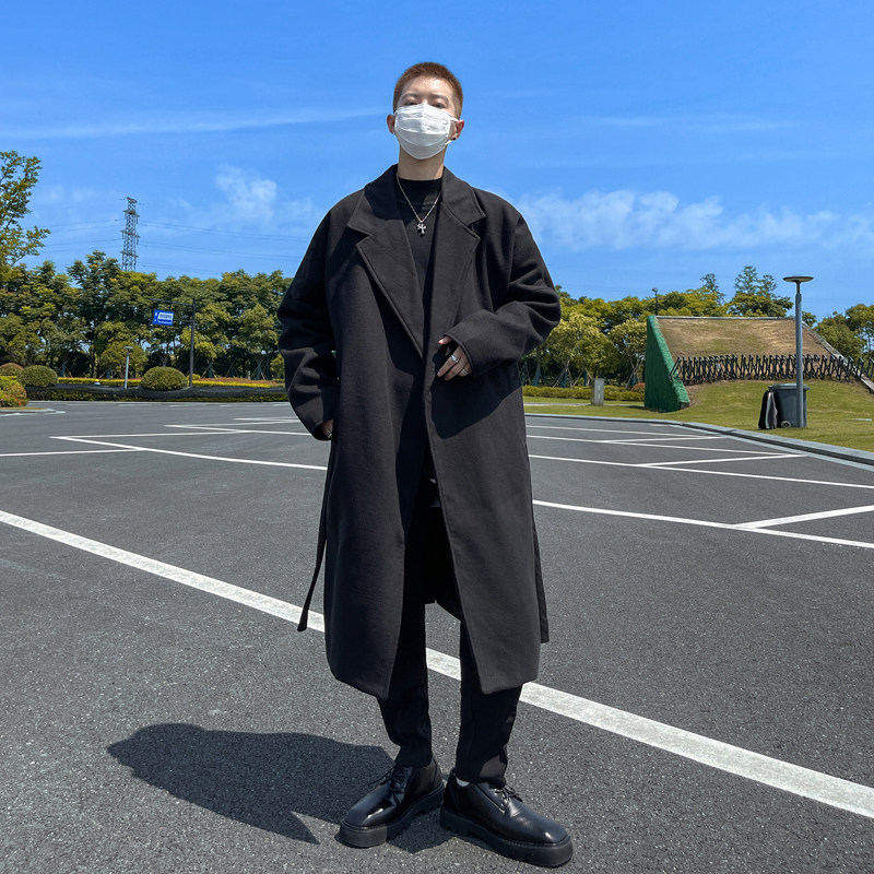秋冬季新款中长款毛呢大衣男韩版大码休闲风衣宽松外套F3086/P100,男装毛呢大衣,电商B316