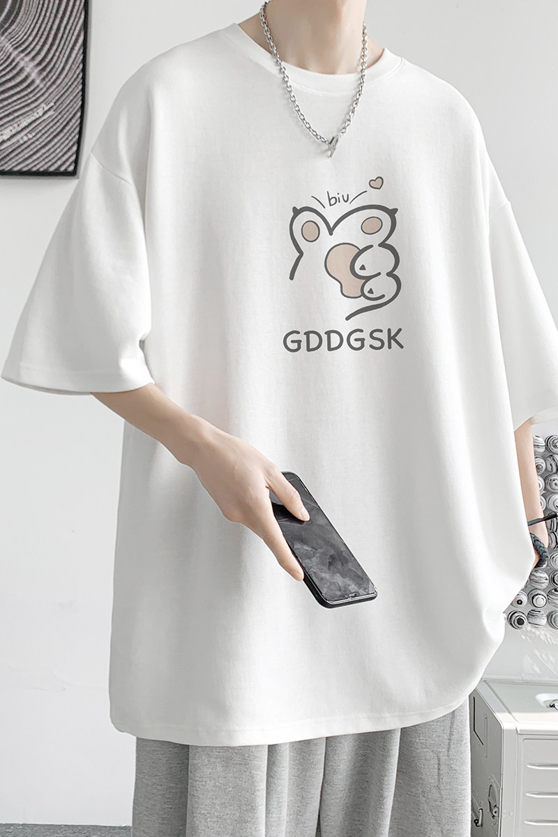 已注册/夏季熊掌印花可爱宽松短袖T恤男体恤打底衫DT9620/P25,男装T恤,电商B316