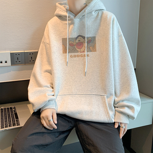 已注册/秋季韩式宽松连帽卫衣男落肩大码打底衫WY9170/P50加绒P55图片
