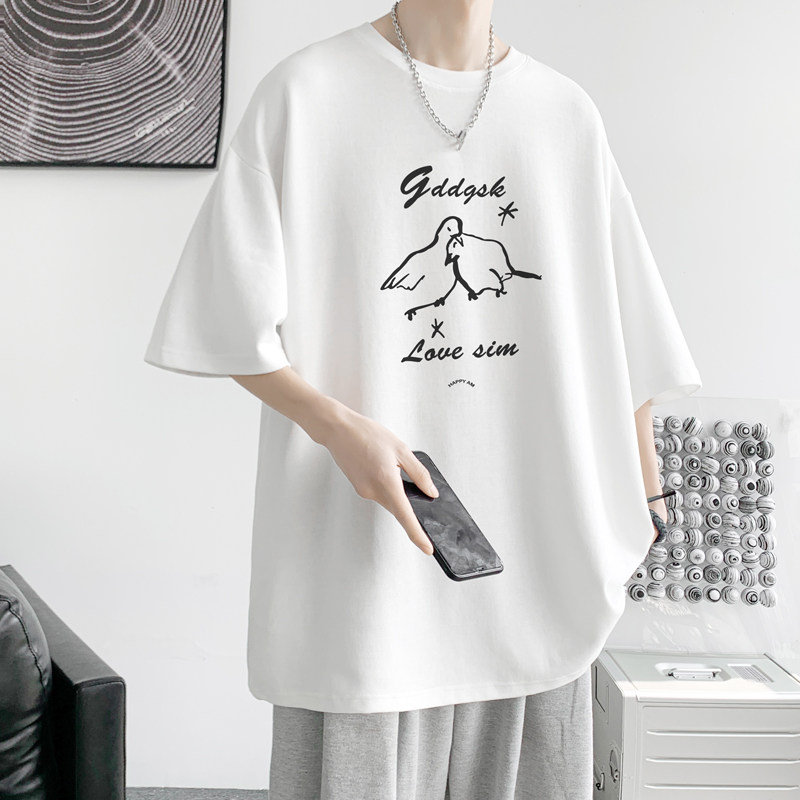 已注册/夏季卡通文艺印花短袖T恤大码男体恤打底衫DT1722/P25,男装T恤,电商B316