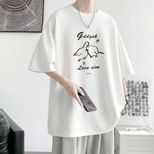 已注册/夏季卡通文艺印花短袖T恤大码男体恤打底衫DT1722/P25图片