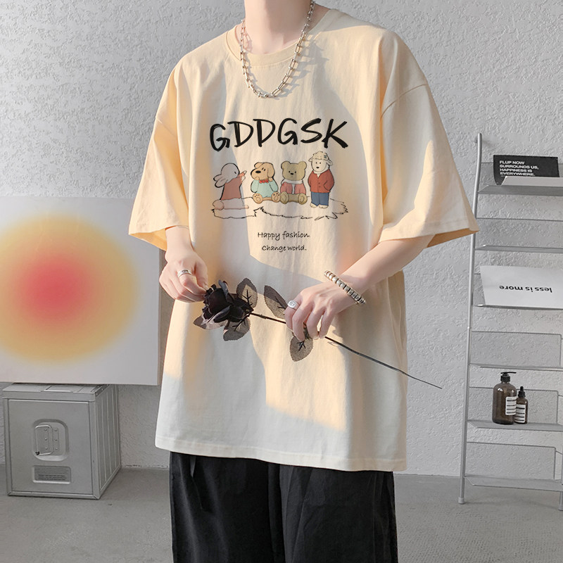 已注册/重磅新夏季黑色动物印花短袖男T恤宽松体恤DT0369/P25,男装T恤,电商B316