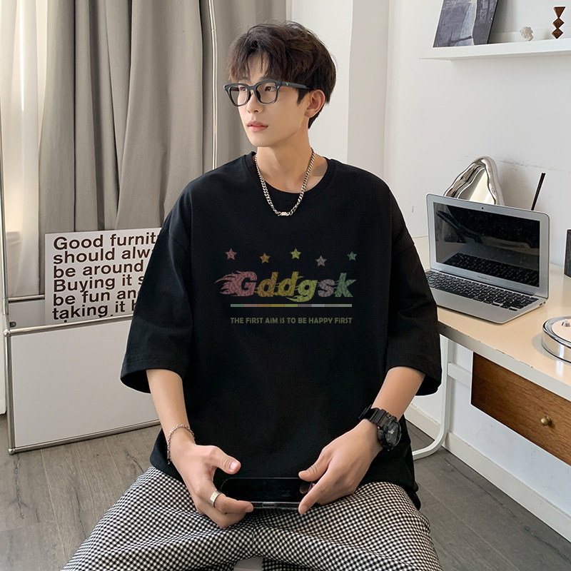夏季新印花纯棉圆领日系短袖T恤大码男体恤打底衫DT3558/P25图片