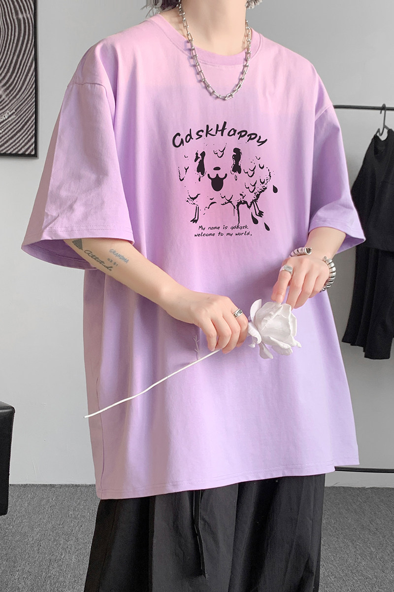 已注册/夏季紫色潮流运动短袖T恤男宽松体恤打底衫DT6404/P25,男装T恤,电商B316