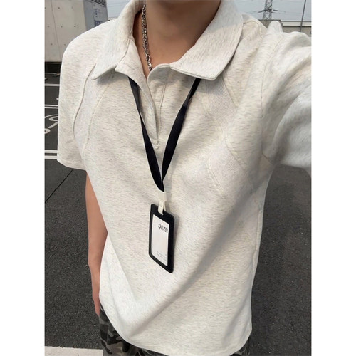 白花灰液态空气棉短袖T恤男款夏季情侣装半截袖polo衫重磅体恤衫