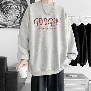 已注册/秋季字母印花卫衣男圆领大码打底衫情侣外套女WY6663/P35图片