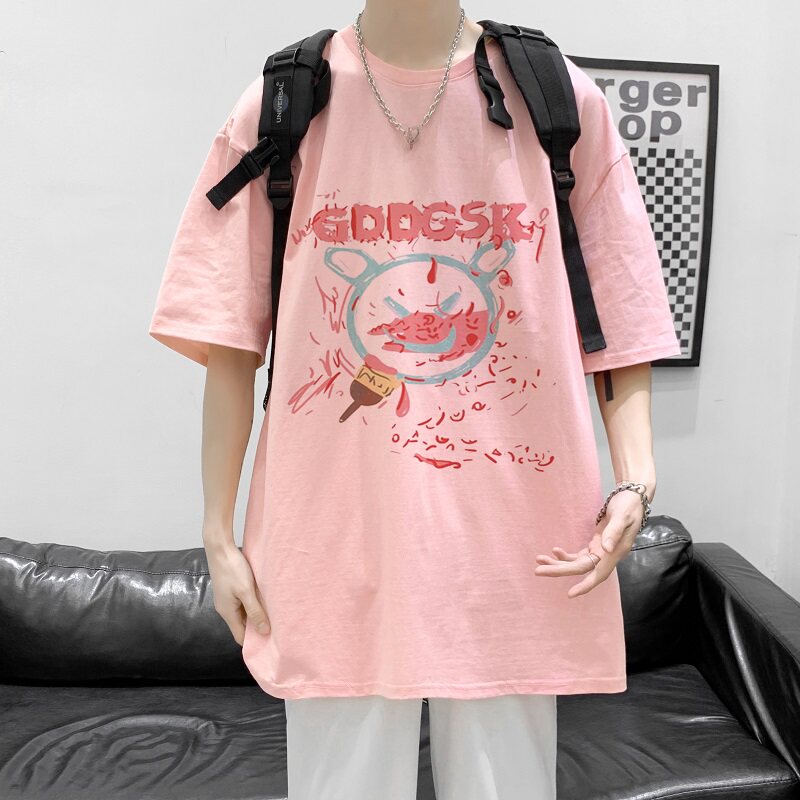 已注册/微笑的恶魔夏季印花短袖T恤男大码半袖港风体恤DT5686/P25,男装T恤,电商B316