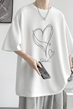 已注册/夏季白爱心印花短袖T恤情侣宽松体恤打底衫DT0245/P25，男装T恤，电商B316