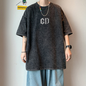水洗重磅新款夏季潮牌简约港风短袖T恤男生打底衫体恤DT2650/P35