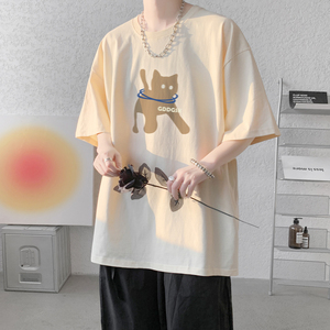 已注册/夏季黄色休闲短袖T恤宽松男运动体恤打底衫DT1154/P25图片