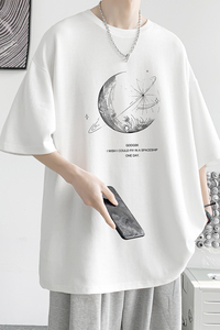 已注册/夏季白色星球印花短袖T恤男大码体恤打底衫DT4900/P25图片