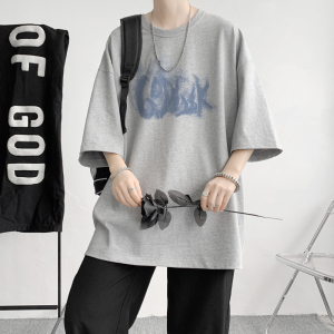 已注册/新夏季印花纯棉黑色短袖T恤男生打底衫体恤DT8031/P25图片