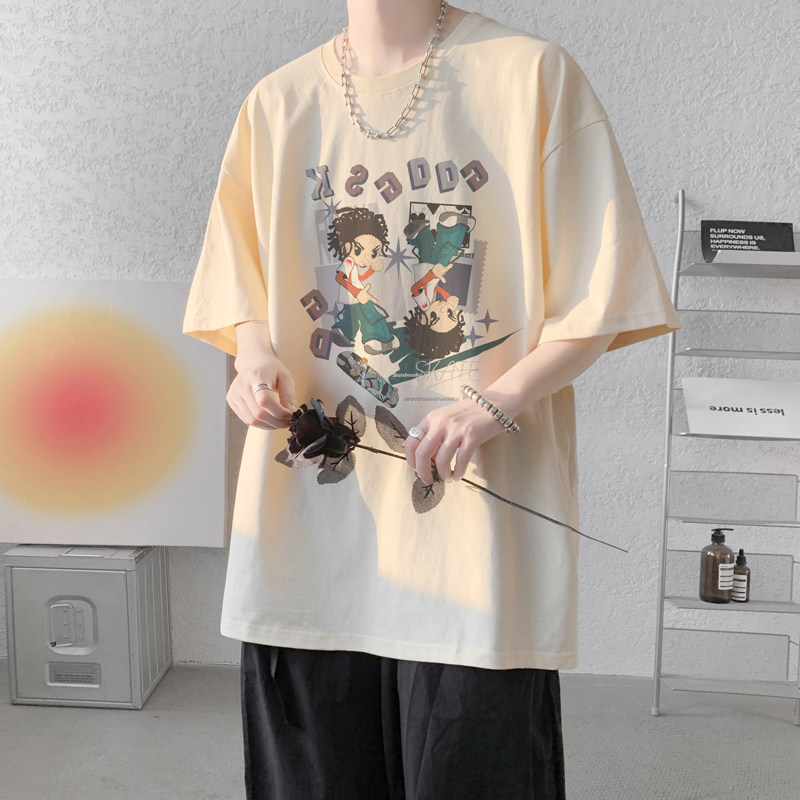 已注册/夏季美式复古短袖T恤男宽松可爱体恤打底衫DT0227/P25,男装T恤,电商B316