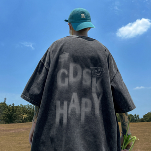 水洗重磅新款夏季百搭大码休闲短袖T恤男生打底衫体恤DT4101/P35