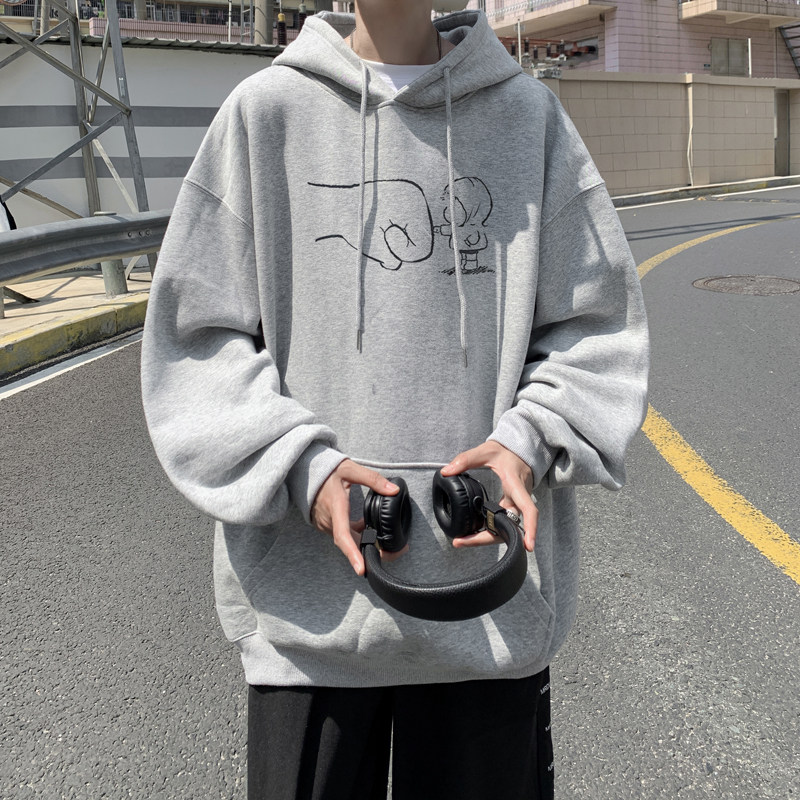 已注册/华棉秋季新百搭浅灰色潮男宽松卫衣打底衫 WY1266/P50图片
